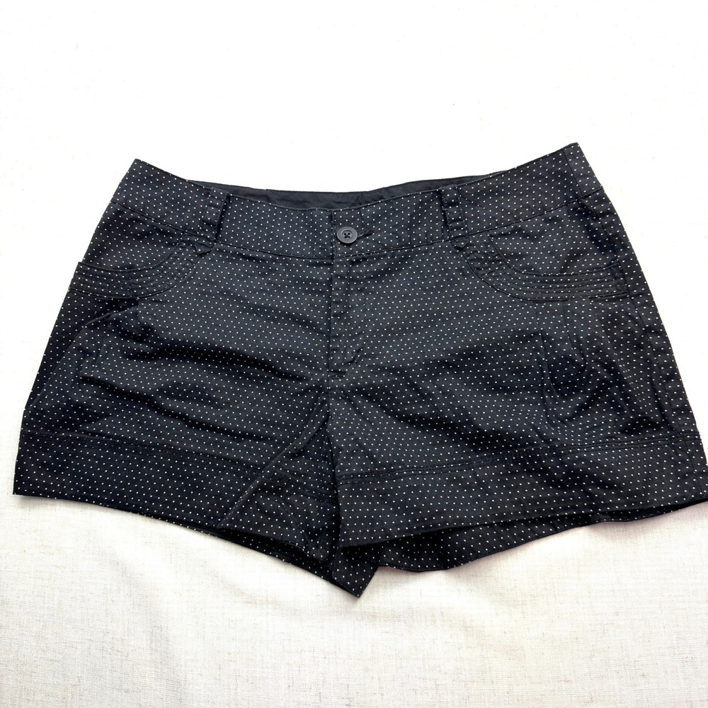 a.n.a Polka Dot Shorts Womens 14 Black White Stretch Chino Retro Summer Casual